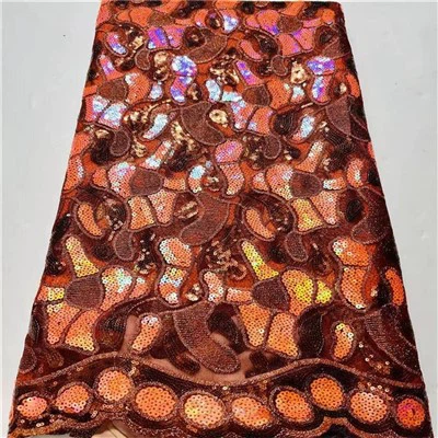 Sequin Brodery Spets 100% Polyester Mesh Tyg